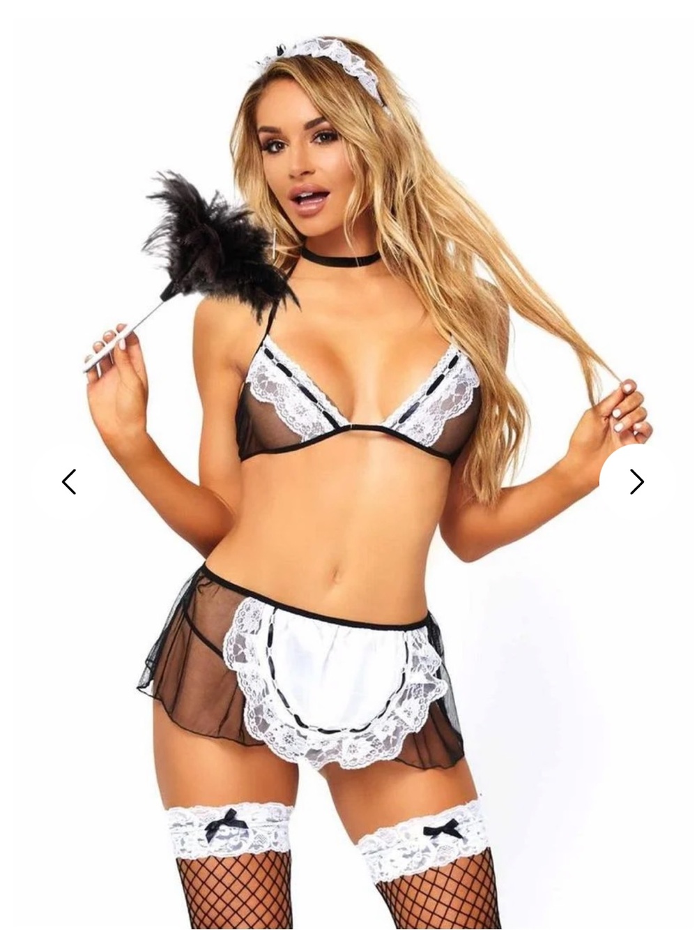 NEW Leg Avenue 4 PC Flirty French Maid Lingerie Set Halloween